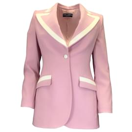 Dolce & Gabbana-Dolce & Gabbana Light Pink / Cream Tailored Wool and Silk Blazer-Pink