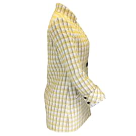 Veronica Beard-Veronica Beard Jin Yellow Plaid Cotton Dickey Coat-Yellow