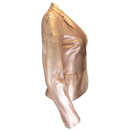 Ralph Lauren Collection-Blazer de piel de serpiente metalizada en oro rosa de la colección Ralph Lauren-Dorado