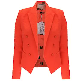 L'Agence-L'Agence Neon Orange Brooke Tweed Blazer-Orange