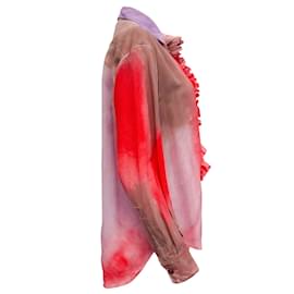 Marni-Marni - Blouse tie-dye avec volant amovible sur le devant-Rouge