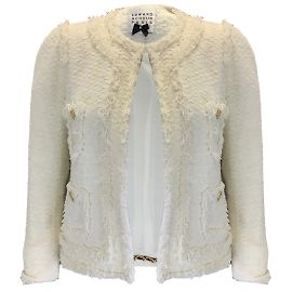 Edward Achour Edward Echour Ivory / Gold Buttoned Boucle Knit Tweed Jacket Cream