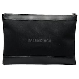 Balenciaga-Navy Clip M Canvas Clutch Bag 373834-Black