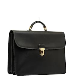 Prada-Prada Leather Briefcase Leather Business Bag in Good condition-Black