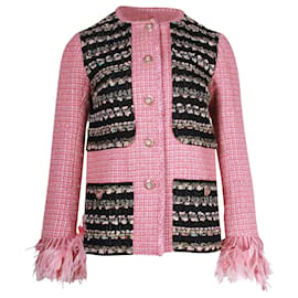 Chanel-Chanel 2021/22 Blazer de Défilé Métiers d'art en Tweed de Laine Rose-Rose