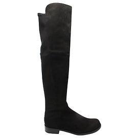Stuart Weitzman 5050 Botas Stretch Joelheiras em Camurça Preta Preto