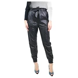 Autre Marque-Black belted leather trousers - size UK 6-Black