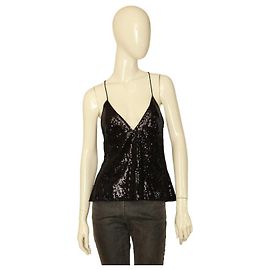 Diane Von Furstenberg DVF West Nero Camicetta a canotta in seta completamente con paillettes 8 Nero