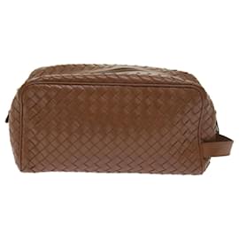 Autre Marque-BOTTEGAVENETA INTRECCIATO Clutch Bag Leather Brown Auth 57828-Brown