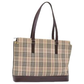 Saco Tote BURBERRY Nova Check Canvas Beige Auth 56398 Bege