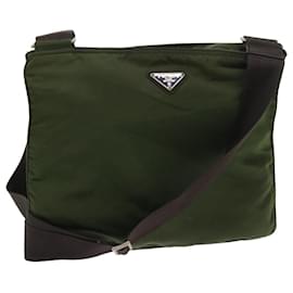 Prada-PRADA Shoulder Bag Nylon Khaki Auth 58079-Khaki