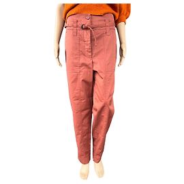 Calça de Cintura Alta Bottega Veneta Vermelha Laranja Algodão Vermelho Laranja