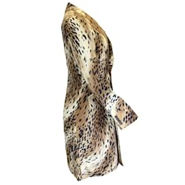 R13-R13 Tan / Black Leopard Printed lined Breasted Coat-Camel