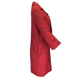 Roland Mouret-Abrigo rojo de encaje de tul de malla y punto de algodón de Roland Mouret-Roja
