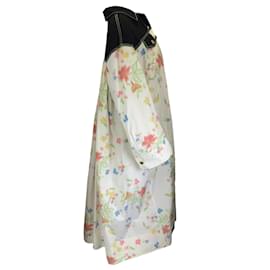 Prabal Gurung-Prabal Gurung Weiß Multi / Schwarzer Mantel mit Blumenmuster-Mehrfarben