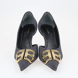 Balenciaga-Zapatos de tacón BB de mezclilla negros-Negro