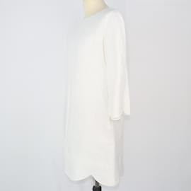 Chloé-Vestido Midi Manga Longa Recortado Branco-Branco