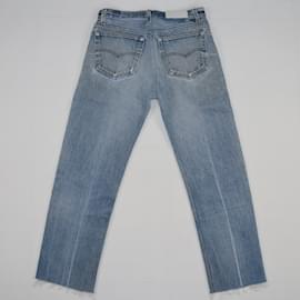 Autre Marque-Off white/Calça Jeans Azul Corte Reto-Azul