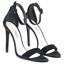 Prada-Schwarze Sandalen mit offenem Zehenbereich und Knöchelriemen-Schwarz