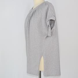 Autre Marque-Grey Pleated T-shirt-Grey