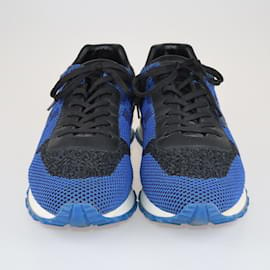 Louis Vuitton-Blue/Black Damier Run Away Sneakers-Black