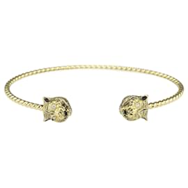 Gucci-Marche des Merveilles Tiger 18K Yellow Gold Diamond Open Cuff Bracelet-Golden