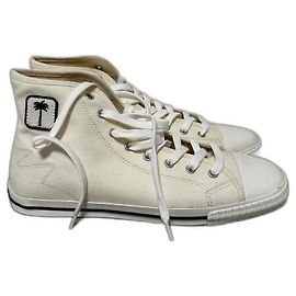 Palm Angels High Top Vulcanize Sneakers Beige Sand Eggshell