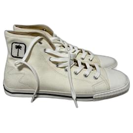 Palm Angels-Scarpe da ginnastica vulcanizzate alte Palm Angels-Beige,Sabbia,Bianco sporco