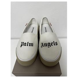 Palm Angels-Slip-on con logo Palm Angels-Bianco,Beige,Bianco sporco