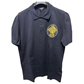Versace-Versace Medusa Poloshirt mit Nieten-Golden,Marineblau