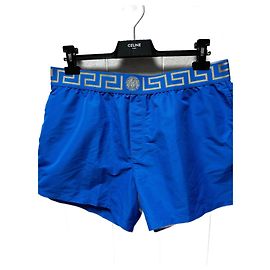 Versace Short de bain Greca Bleu Doré