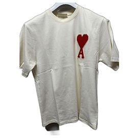 Camiseta Ami Paris Big Coeur Roja Beige Crema