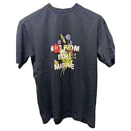 Autre Marque-T-Shirt mit Blumenslogan „Drole de Monsieur“.-Schwarz,Mehrfarben