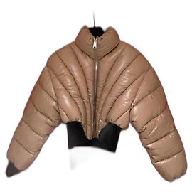 Thierry Mugler Cropped Down Jacket Black and Beige Black Beige