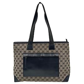 Gucci-Gucci GG shoulder shopper bag in canvas and leather-Beige