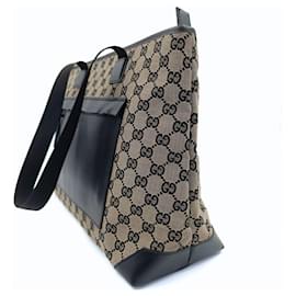 Gucci-Gucci GG Umhängetasche aus Canvas und Leder-Beige