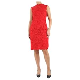 Valentino-Vestido rojo sin mangas de encaje - talla UK 14-Roja