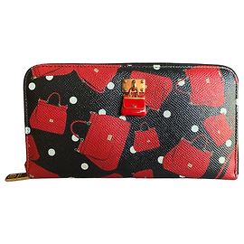 DOLCE & GABBANA zip around wallet Sicily Black Red Gold hardware
