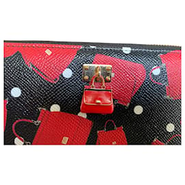 Dolce & Gabbana-DOLCE & GABBANA zip around wallet Sicily-Black,Red,Gold hardware