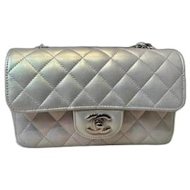 Chanel-Chanel Iridescent Ivory Classic Mini Quilted Single Flap-Weiß