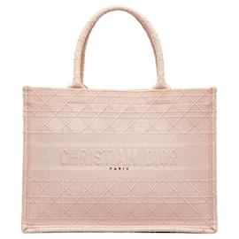 Dior-Dior Pink Medium Cannage Embroidered Book Tote-Pink