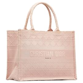Dior-Bolsa de livro bordada Cannage média rosa Dior-Rosa
