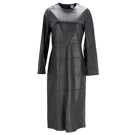 Totême Abito midi con pannelli toteme in pelle nera Nero