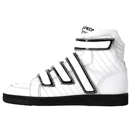 Dsquared2-Dsquared² Hightop-Sneaker mit Klettverschluss aus weißem Leder-Weiß