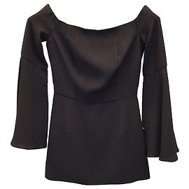 Iris & Ink Black Off-Shoulder Top in Black Polyester Black