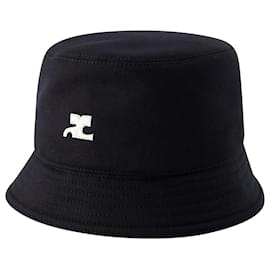 Courreges-Signature Bucket Hat - Courreges - Cotton - Black-Black