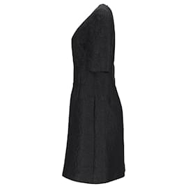 Dolce & Gabbana-Dolce & Gabbana Floral Jacquard Midi Dress in Black Cotton-Black