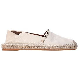 Valentino Garavani Valentino Rockstud Embellished Slip On Espadrilles in Ivory Leather White Cream