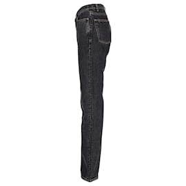 Saint Laurent-Jeans Saint Laurent de cintura alta em algodão preto-Preto