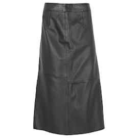 Autre Marque-The Frankie Shop Midi Skirt in Black Leather-Black